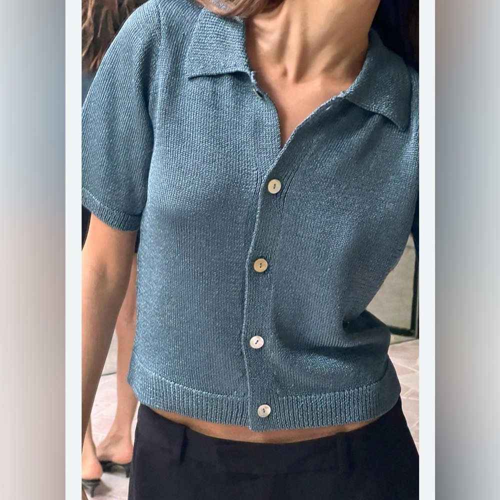 Zara Blue Short Sleeve Cardigan